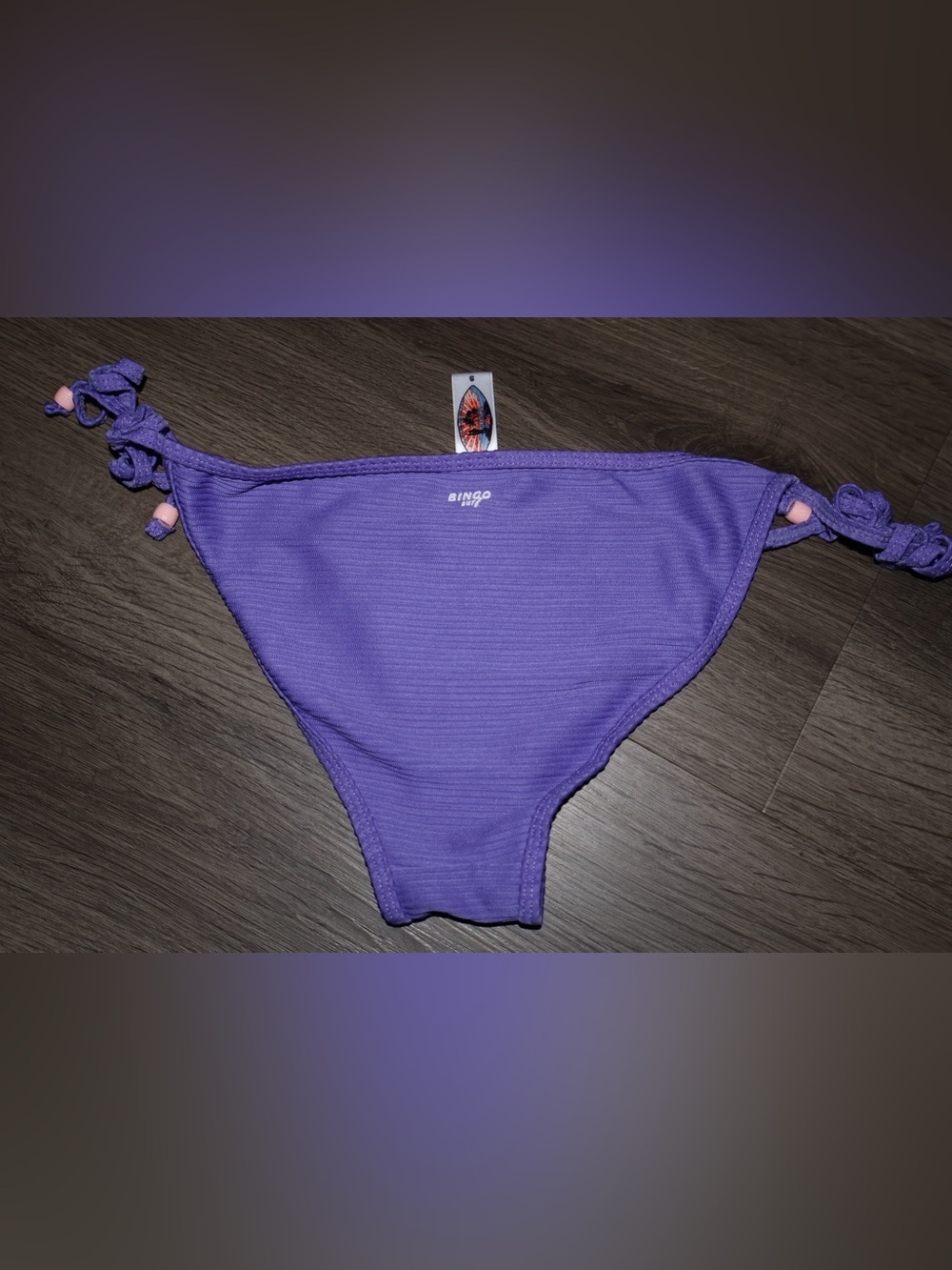 Ribbed Purple Side-Tie Bikini Bottoms